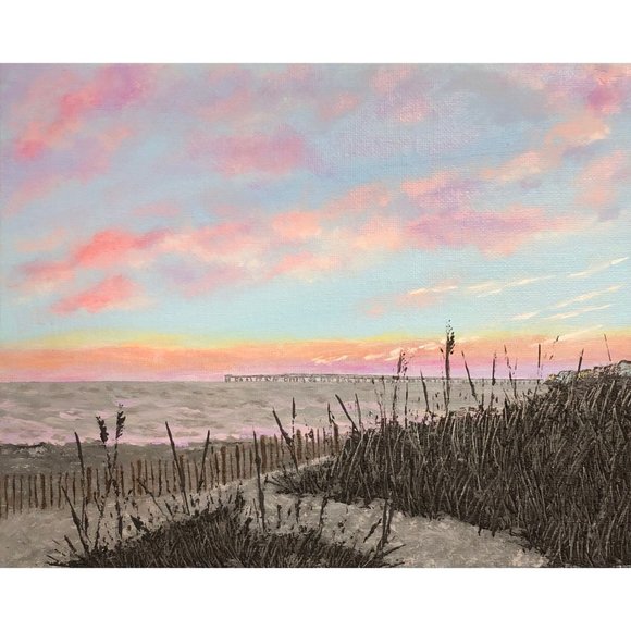 Last Night in Paradise 8 x 10 Acrylic Painting, Signed Art, Seascape Artwork